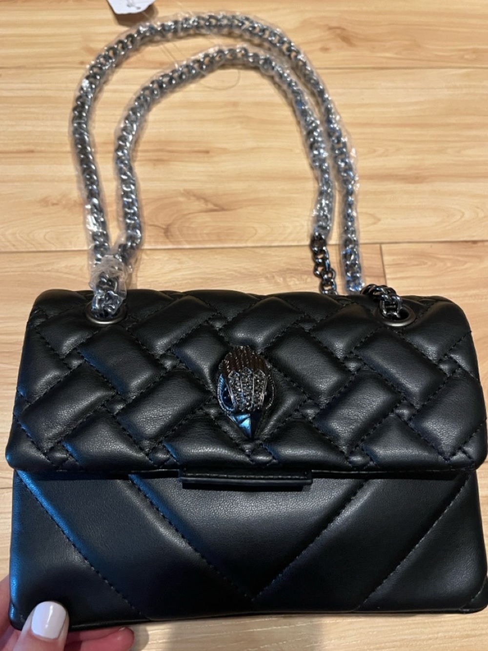 Black Quilted Chain-Handle Shoulder Bag
